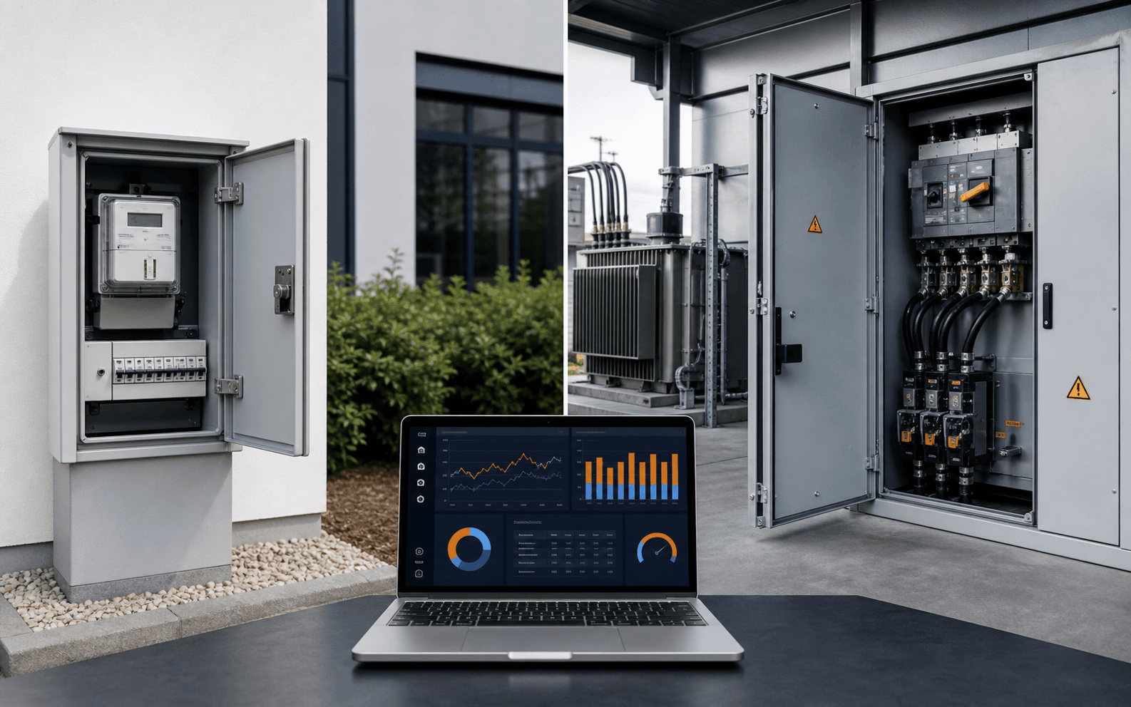 Basisbegrippen energie uitgelegd met eenvoudige energiedata voor grootverbruik vs. kleinverbruik aansluiting
