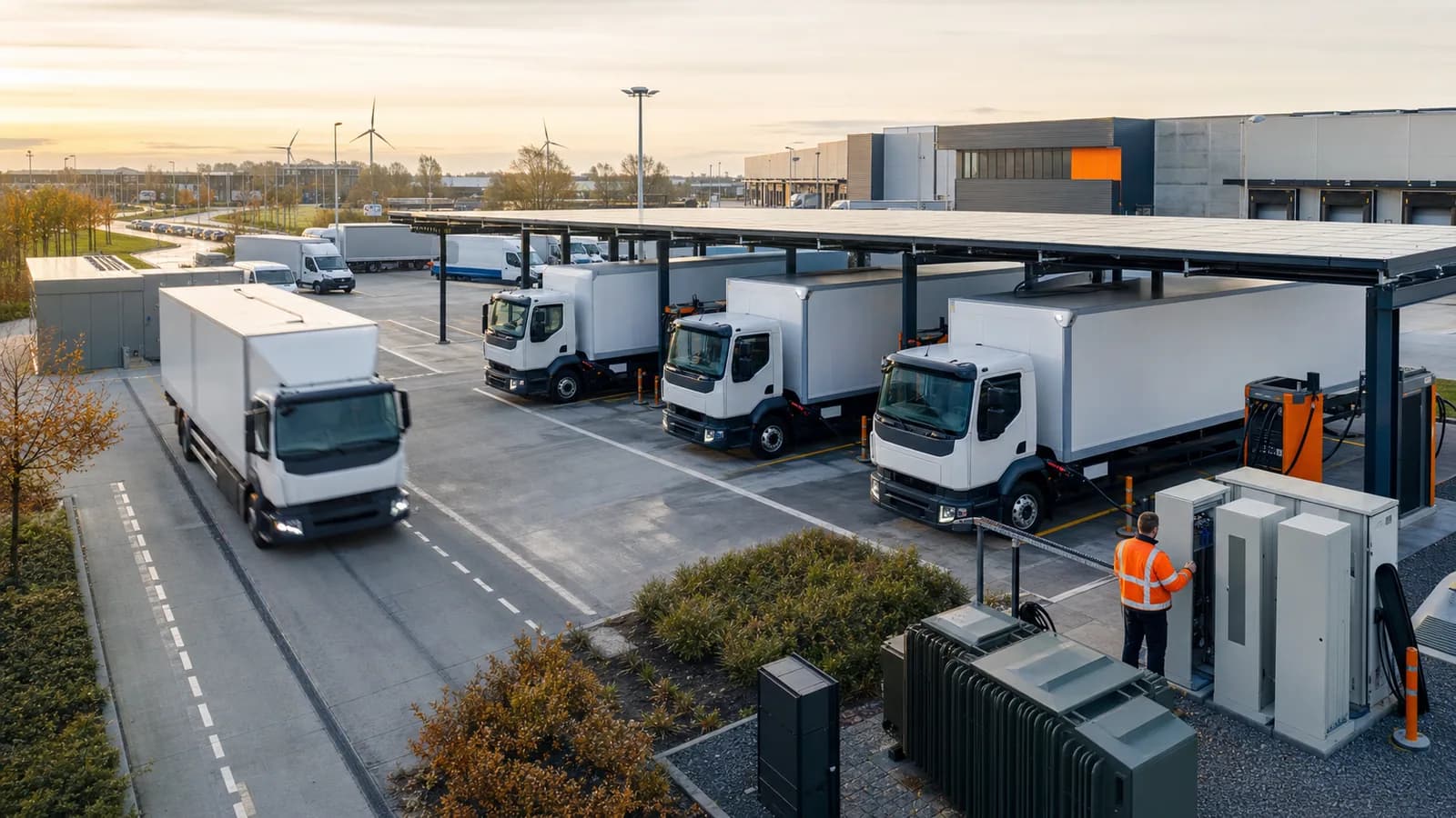 Business charging infrastructure and smart charging for Electrifying a logistics fleet