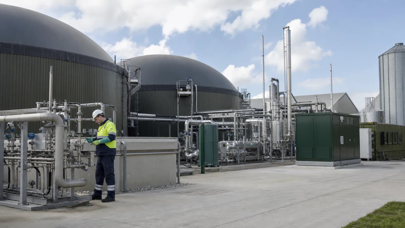 Generation and storage in a business energy system for Biogas and green gas