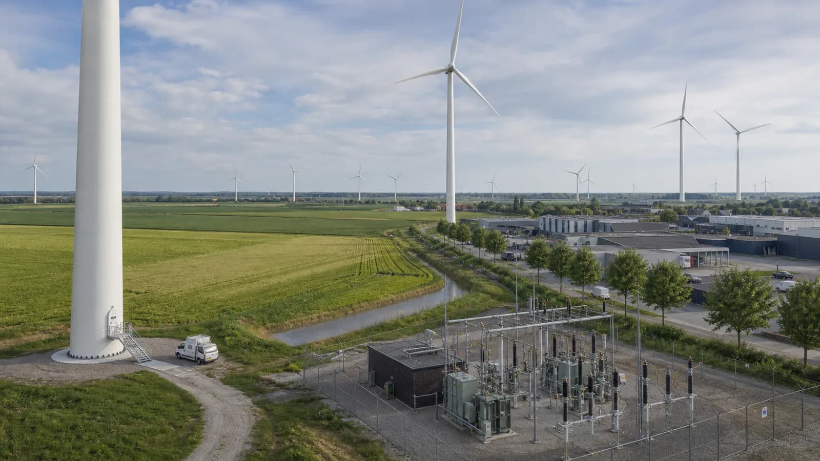 Opwek en opslag in een zakelijk energiesysteem voor windenergie op land