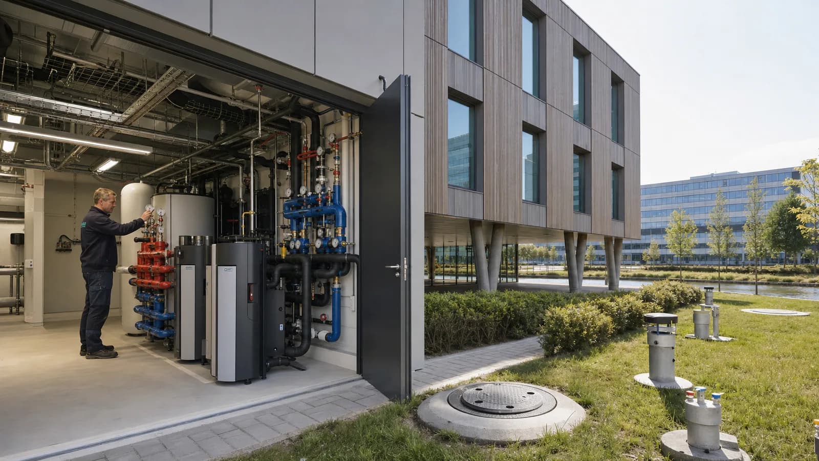 Opwek en opslag in een zakelijk energiesysteem voor WKO warmte-koudeopslag