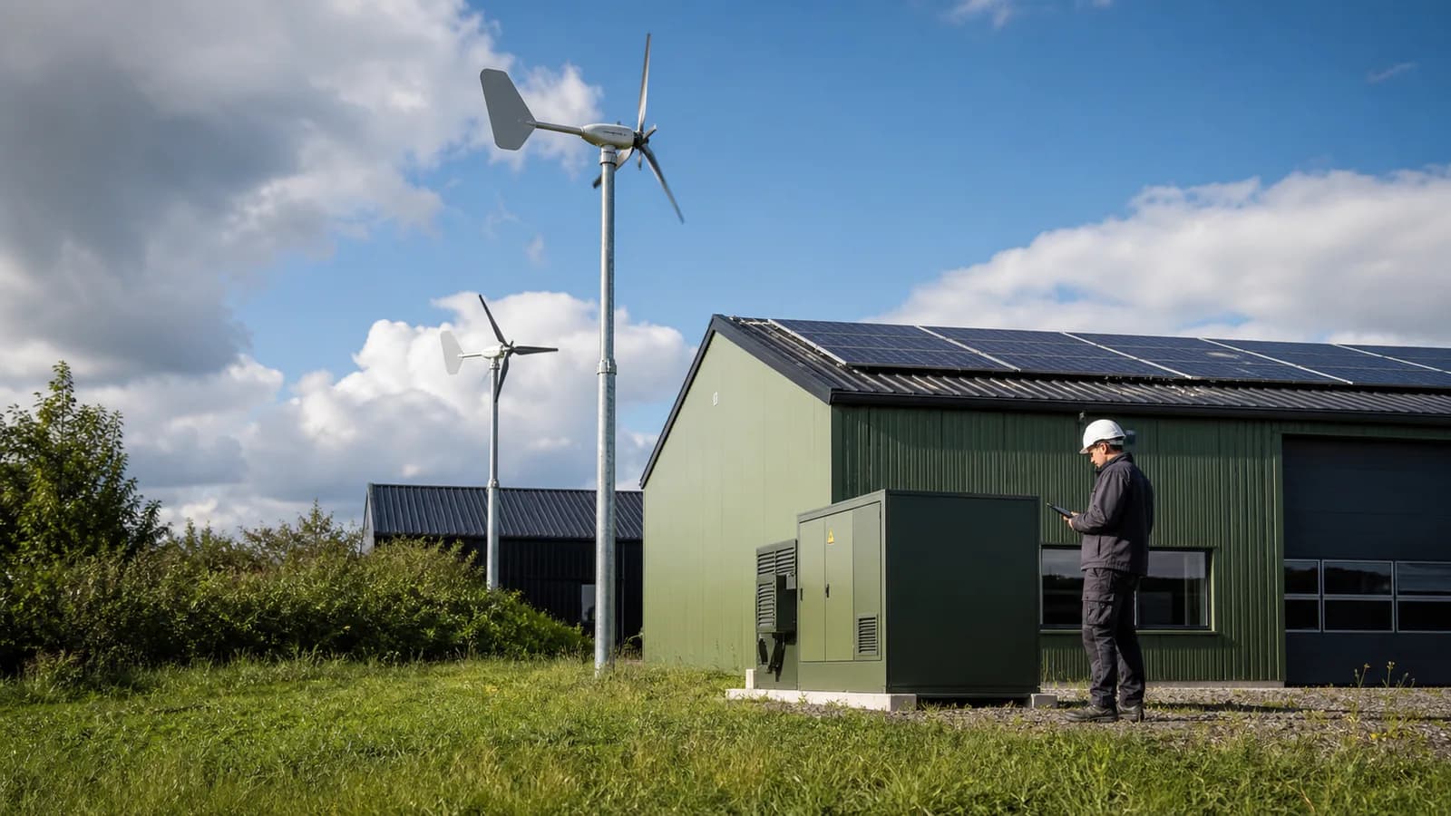 Opwek en opslag in een zakelijk energiesysteem voor kleine windturbines voor bedrijven